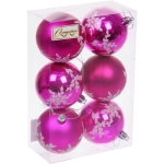 Новогодние шары «Снежный шарм» 6 см (набор 6 шт), Фуксия
