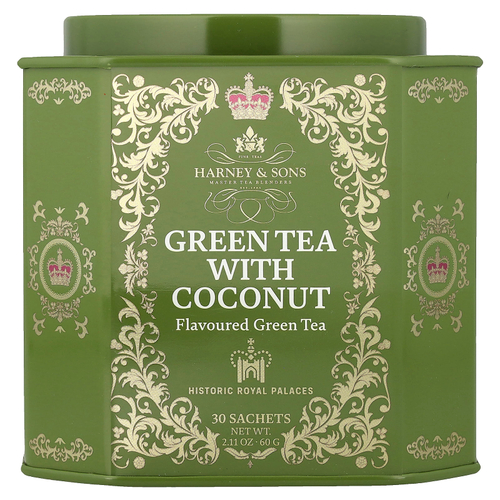 Harney & Sons, зеленый чай с кокосом, 30 пакетиков, 60 г (2,11 унции)
