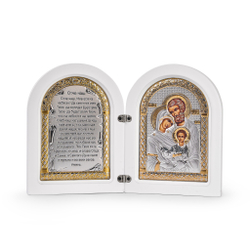 Складень, Семейство, Молитва, икона арочная, белое дерево 140x200