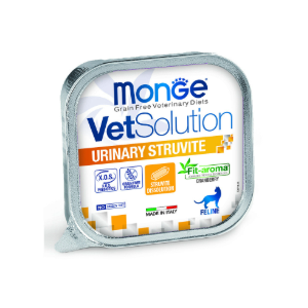 Влажный корм диетический для кошек Monge VetSolution Cat Urinary Struvite Уринари Струвит при заболеваниях мочеполовой системы и струвитном течении МКБ 0,1кг