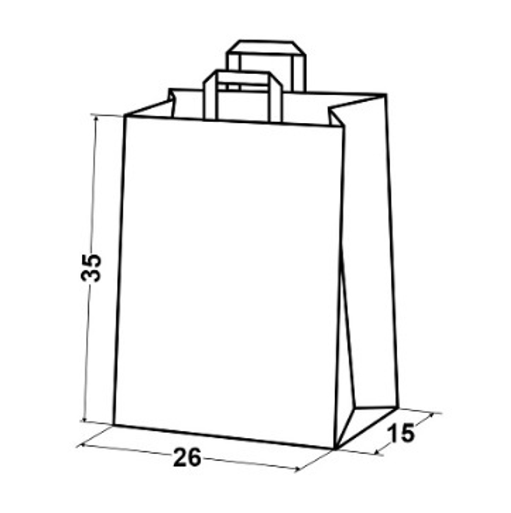 Крафт пакеты с плоскими ручками 35х26х15см, 80гр/м белые (1/250шт)