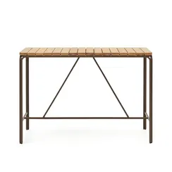 Salguer Барный стол из массива акации и коричневой стали Ø 140 x 70 см