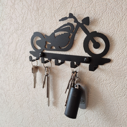 Ключница Мотоцикл на 5 крючков, металл, черная