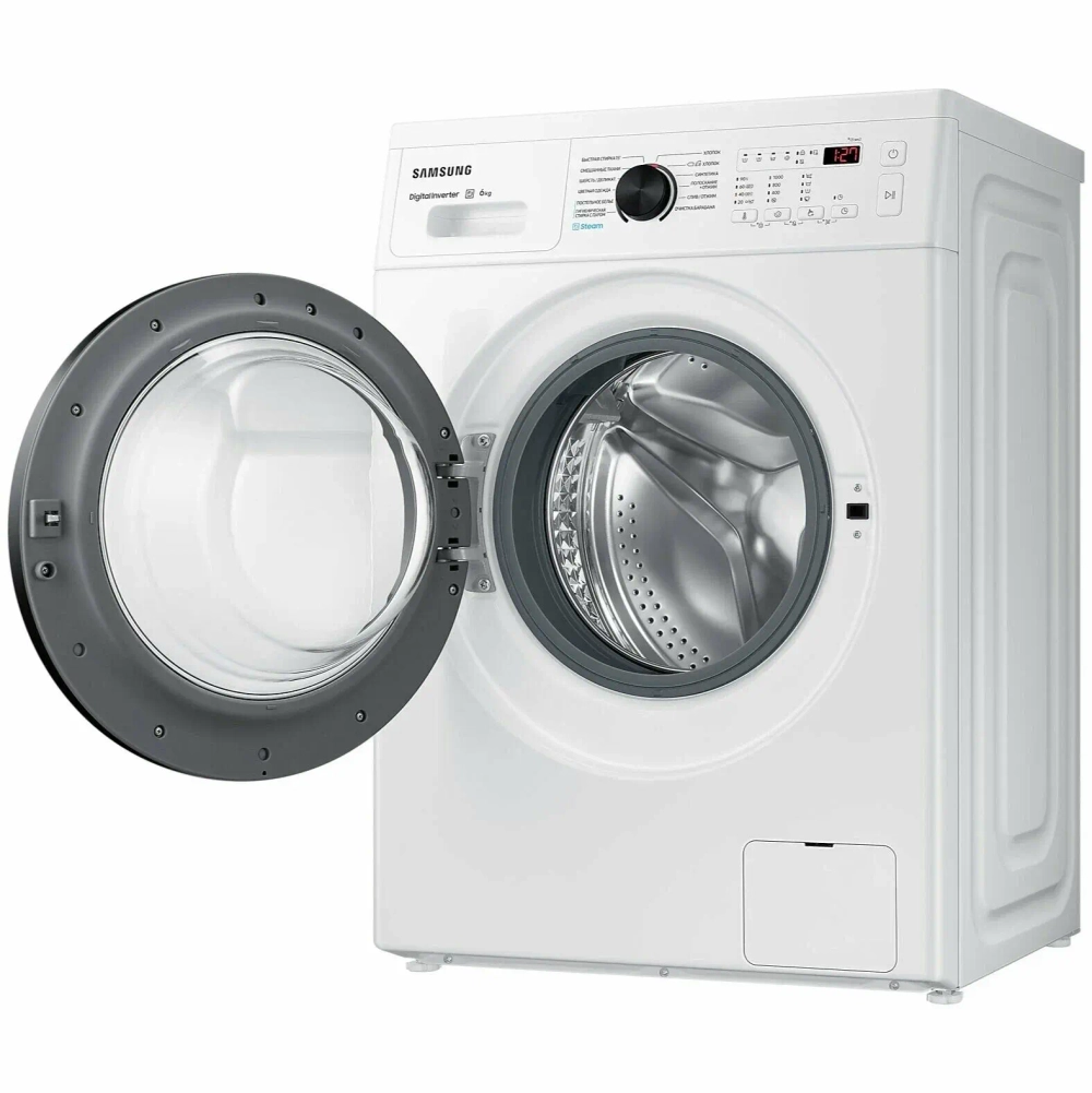 Стиральная машина Samsung WW60AG4S00CE 6 кг, 1000 об/мин, 45 см, инверторный мотор, пар, белая