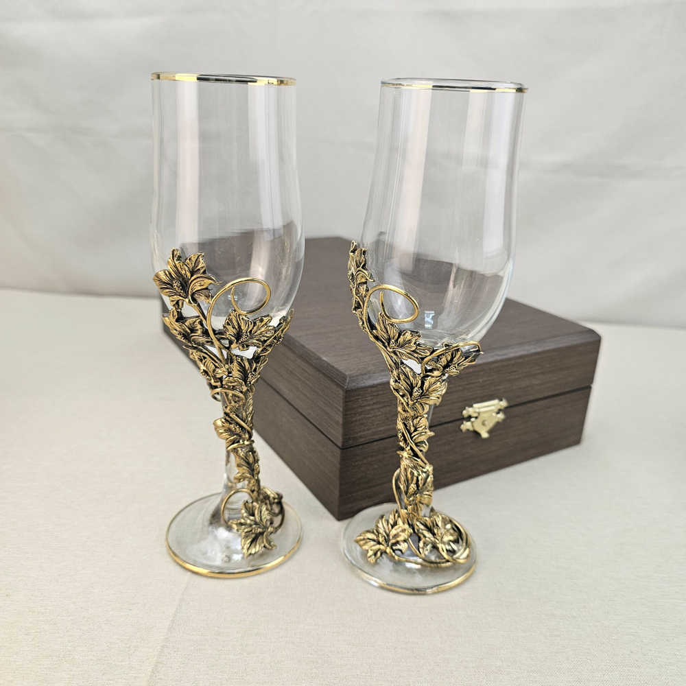 Набор бокалов для Шампанского на 2 персоны "Цветочный"