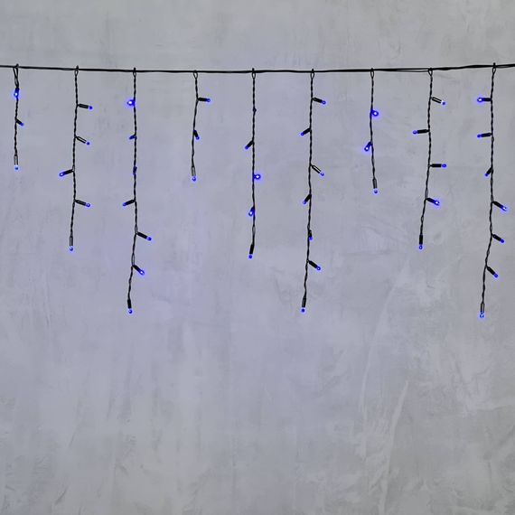Светодиодная бахрома с колпачком 3,1*0,5 м., 120 синих LED ламп, черный провод ПВХ, IP65, LTC (PIL120CAP-11-2B)