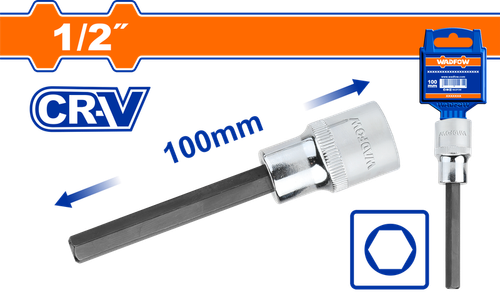 Насадка бита торцевая 100 мм 1/2" HEX 12 мм (10/80) WADFOW WSC5207