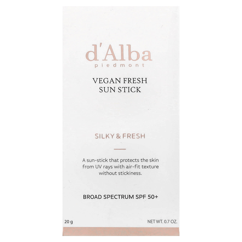 d'Alba, Vegan Fresh Sun Stick, SPF 50+, 20 г (0,7 унции)