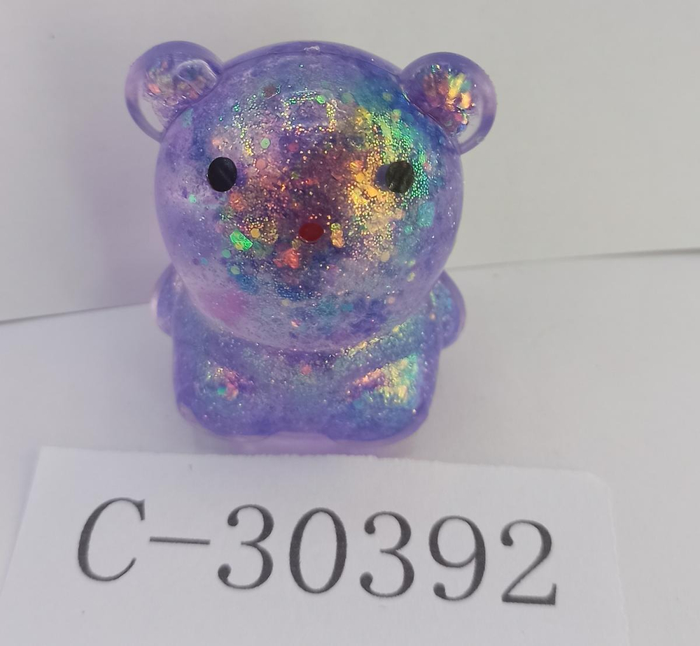 Мякиш с блестками Мишка, 4 цвета микс, с-30392