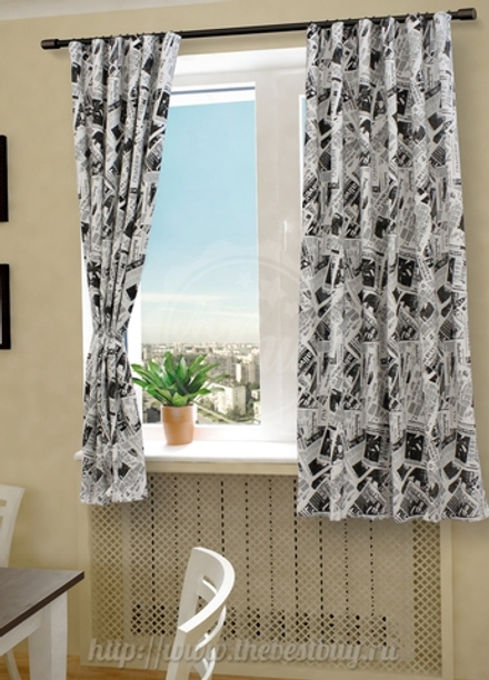 Шторы для кухни: Ньюс (S115-1) - (145х180)х2 см. - серый ®