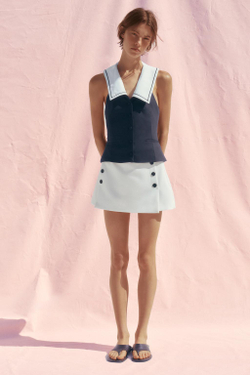 ZARA ТОП-ЖИЛЕТ С ДЕКОРАТИВНЫМИ ДЕТАЛЯМИ, МОРСКОЙ ТЕМНО-СИНИЙ