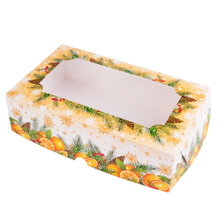 Коробка для зефира "Цитрусовый праздник" с окном 25*15*7 см