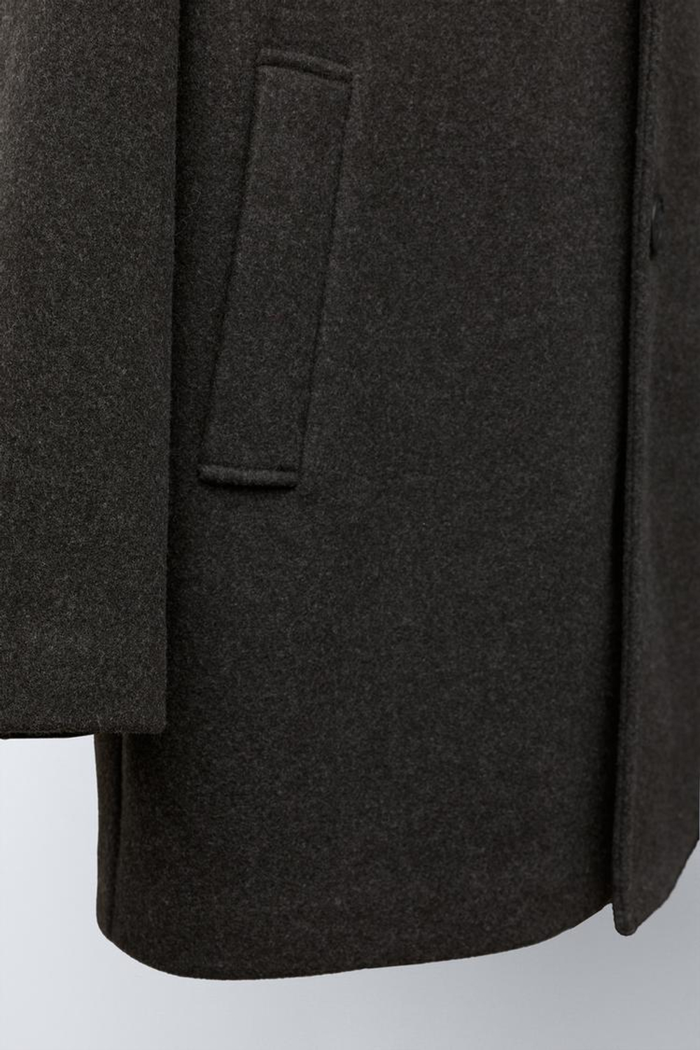 ZARA ДЛИННОЕ ПАЛЬТО ИЗ СИНТЕТИЧЕСКОЙ ШЕРСТИ, АНТРАЦИТОВО-СЕРЫЙ