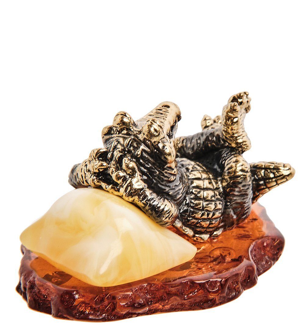 Народные промыслы AM-3055 Фигурка «Крокодил Релакс» (латунь, янтарь)