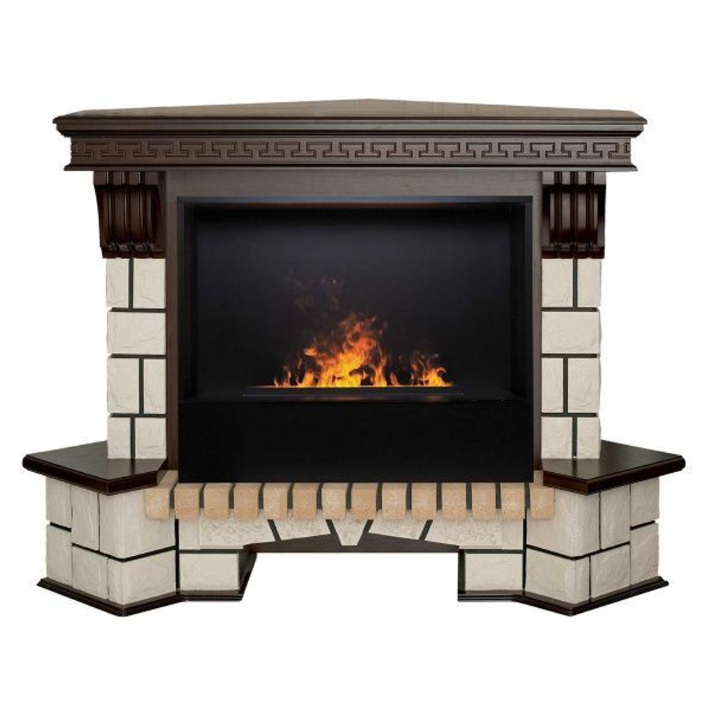 Электрокамин RealFlame Stone Coner AO античный дуб с очагом 3D Cassette 630 Black Panel