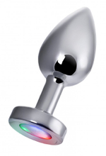 Анальная втулка серебряная со светодиодами Medium 8,8 см