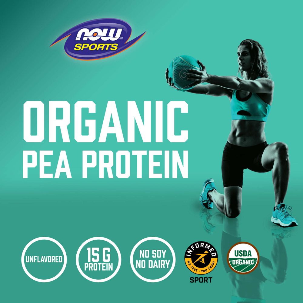 NOW Foods, Sports, Белок из гороха органического происхождения, натуральный, не содержащий вкусовых добавок, 680 г (1,5 фунта)