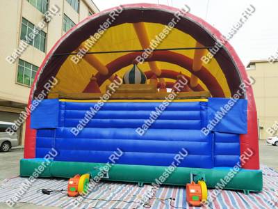 Коммерческий надувной батут "Веселый дом и звери в нём" с крышей 12*7*6 м