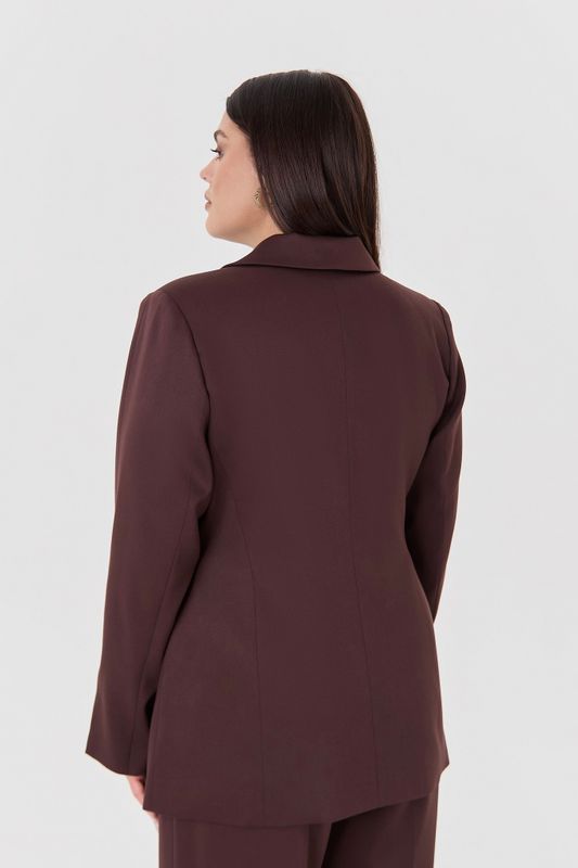Жакет однобортный приталенный на крючках, горький шоколад