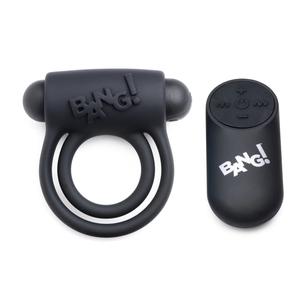 Черное эрекционное виброкольцо 28X Remote Control Vibrating Cock Ring & Bullet (Цвет: черный)
