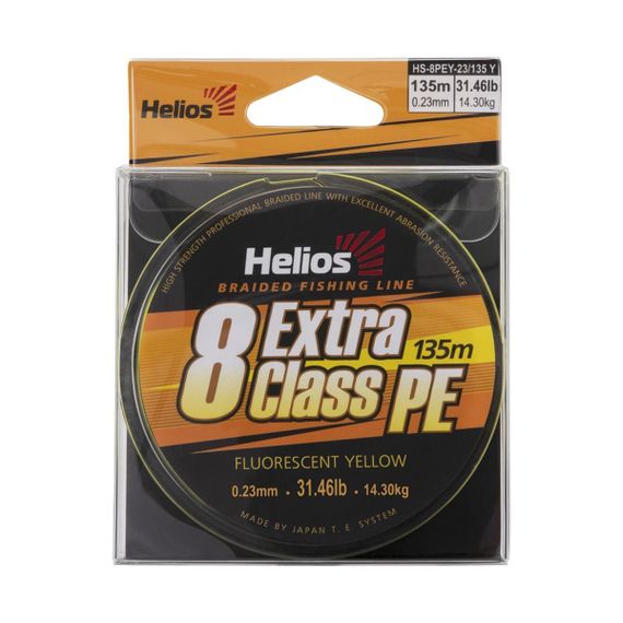 Шнур плетеный Helios EXTRA CLASS 8 PE BRAID Fluorescent Yellow 0,23mm/135 (HS-8PEY-23/135 Y)
