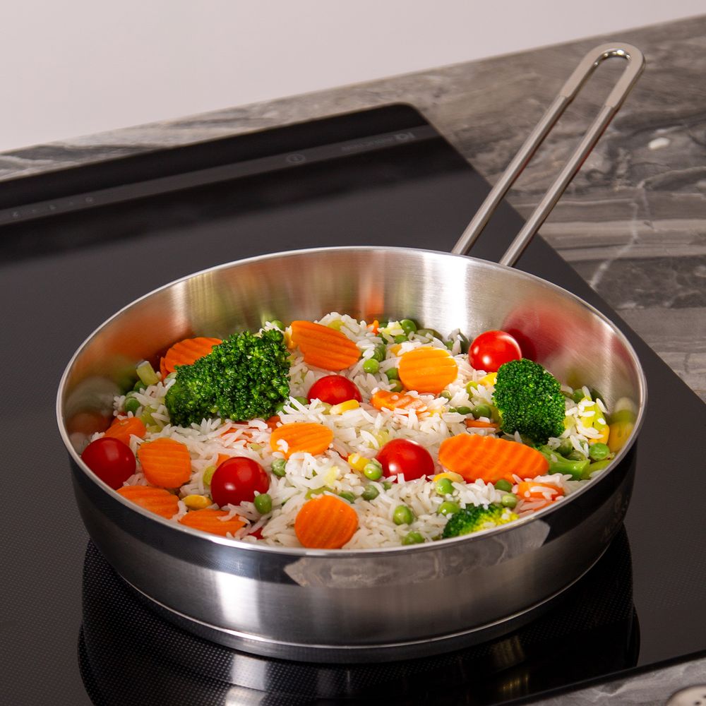 СКОВОРОДА AGNESS PROFESSIONAL 24Х6 СМ, 2,7 Л ВЫСОКОКАЧЕСТВЕННАЯ НЕРЖ СТАЛЬ 18/10 ИНДУКЦИОННОЕ ДНО