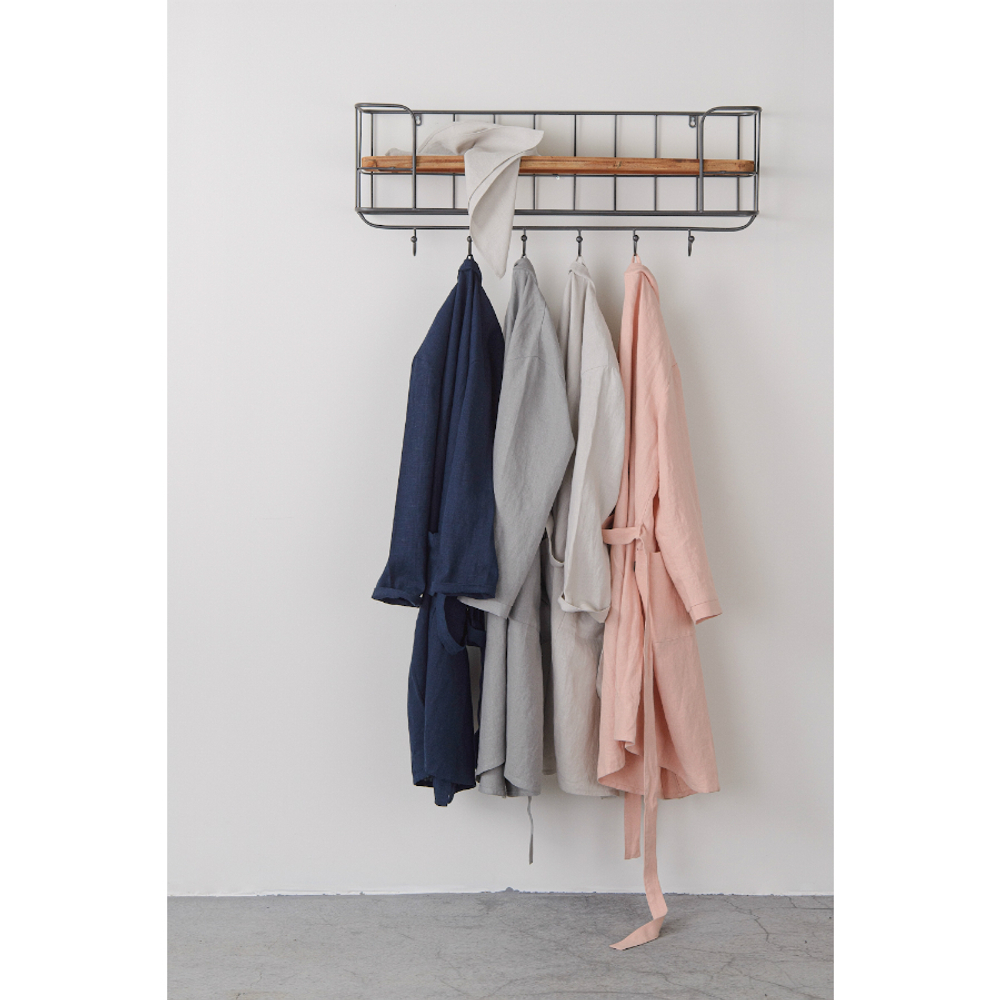 Халат из умягченного льна серого цвета essential, размер s