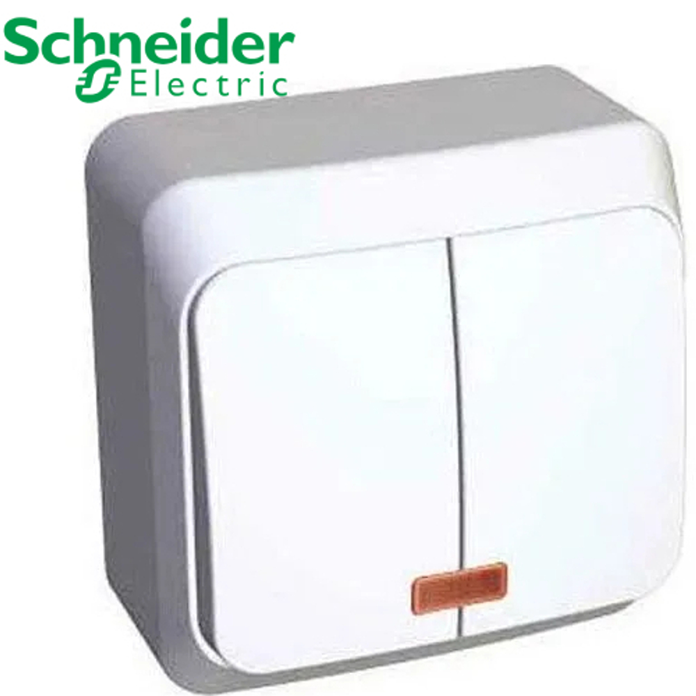 ВА10-006В Выключатель 2кл с подсветкой (белый) Этюд Schneider