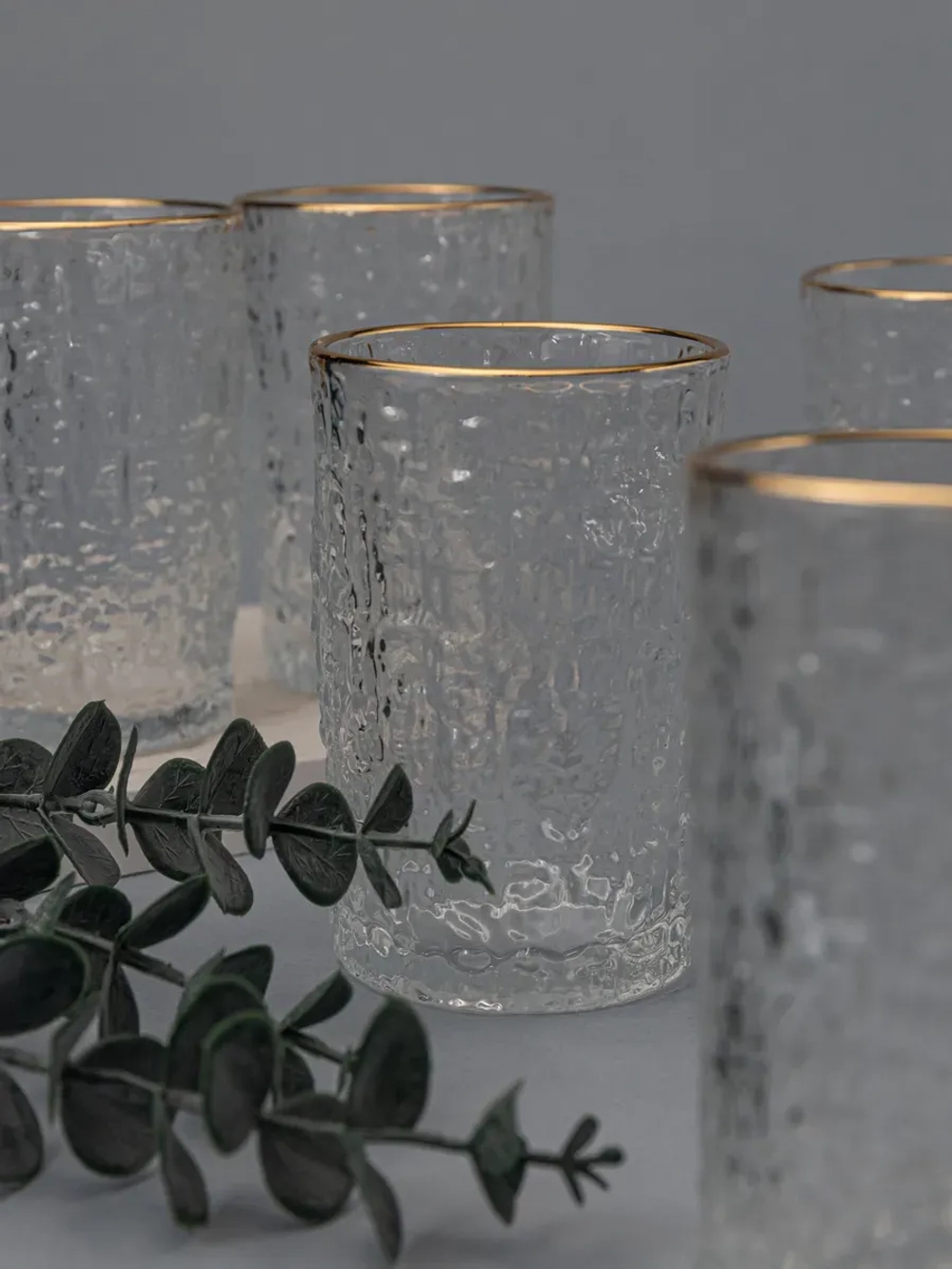 Набор бокалов с узором, 240 мл. 6 шт. С золотой каймой