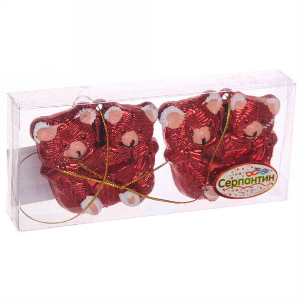 Елочные игрушки «Мишутки» 5*6 см (набор 2 шт), Красный