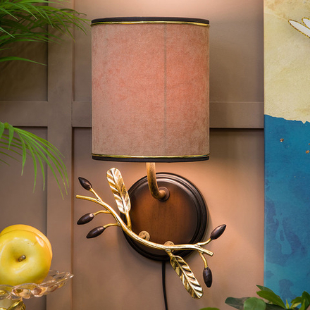 Бра настенный светильник Oliva Branch (Олива Бранч) Каштан Левое Амбер с абажуром Терра Кофе 2