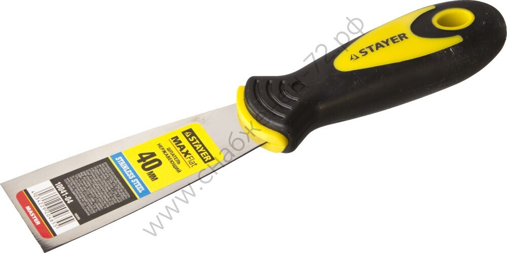 STAYER MaxFlat 40 мм, профилированное полотно двухкомпонентная ручка, нержавеющий, Шпатель, MASTER (10041-04)