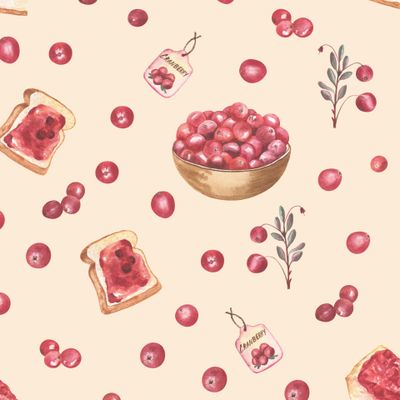 Клюквенный завтрак (на бежевом)