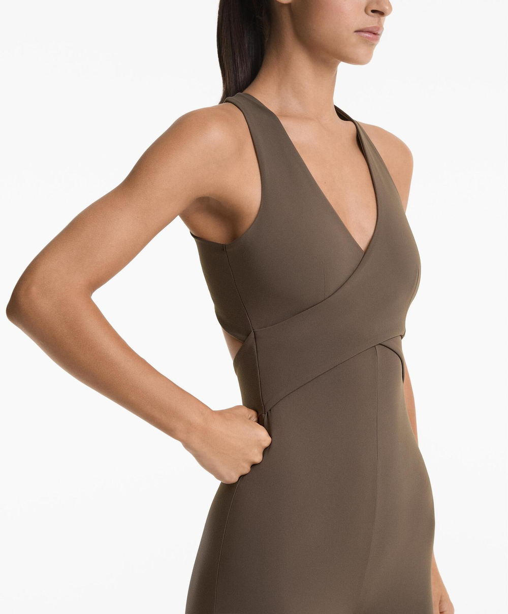 Oysho Длинный комбинезон Comfortlux, угольный