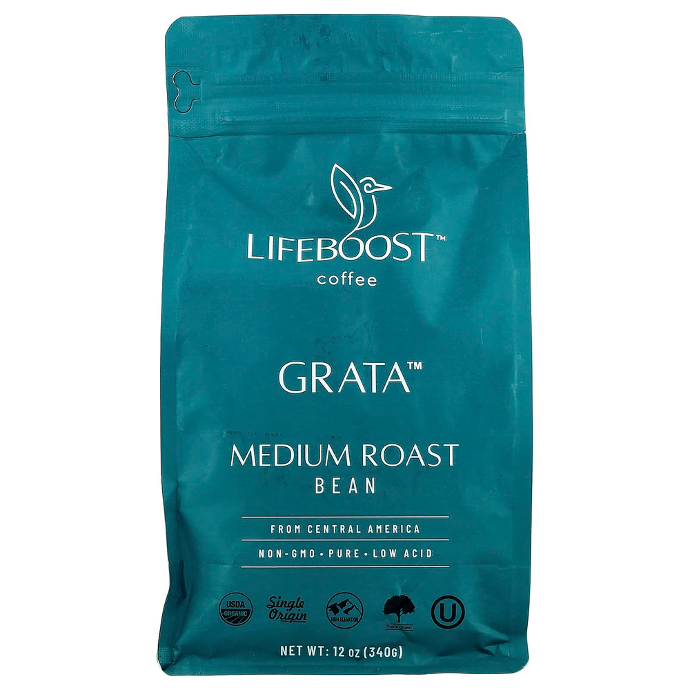Lifeboost, Кофе Grata ™, в зернах, средней обжарки, 340 г (12 унций)