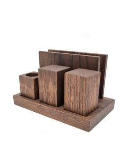 Набор для специй из дуба "Рустик", 3 предмета+салфетница, PPwood