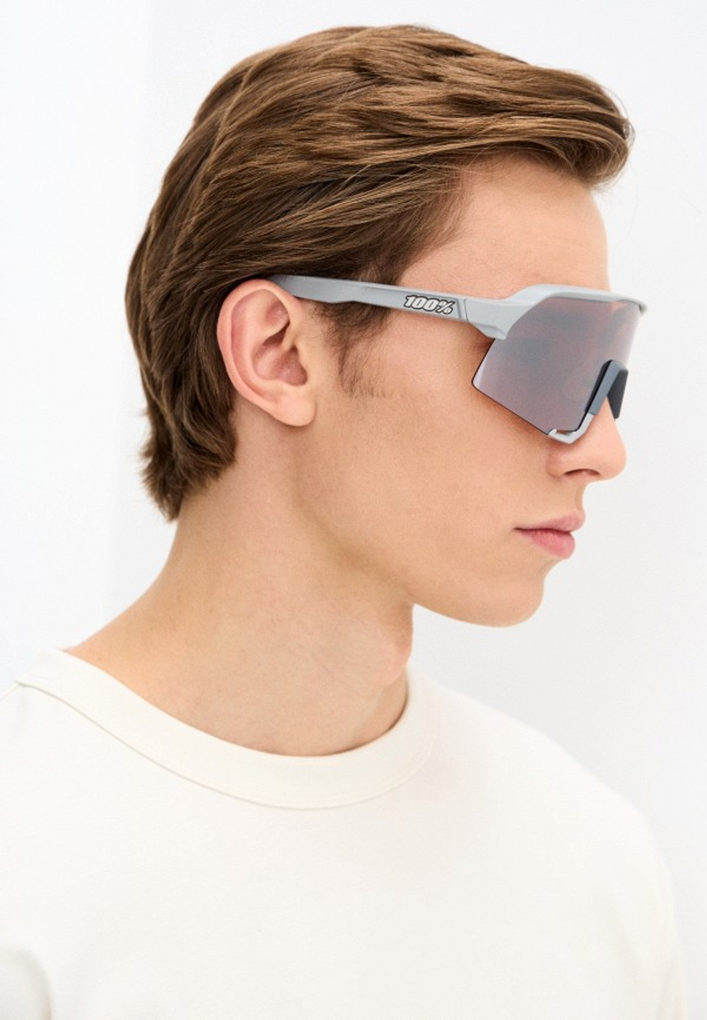 Спортивные очки с диоптриями 100% S3 / Soft Tact Stone Grey / HiPER Crimson Silver Mirror Lens