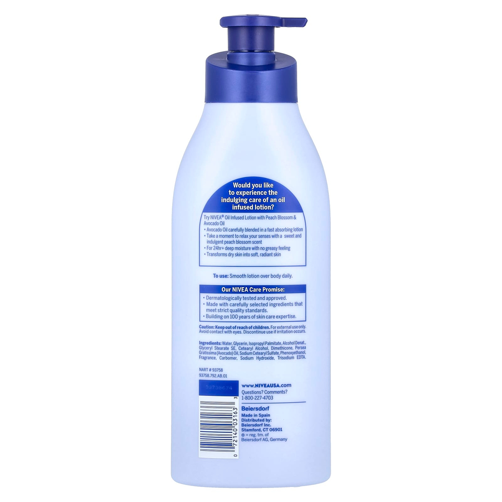 Nivea, Масляный лосьон, масло цветков персика и авокадо, 500 мл (16,9 жидк. унц.)