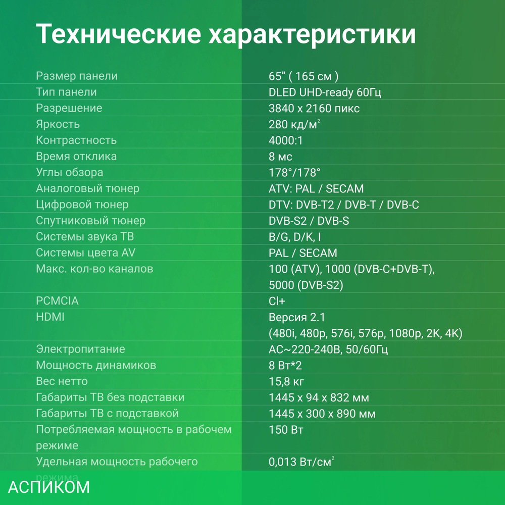 Телевизор Digma DM-LED65UBB40 черный/черный