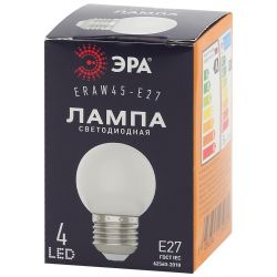 Лампочка светодиодная ЭРА STD ERAW45-E27 E27 / Е27 1Вт шар белый для белт-лайт