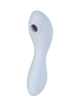 Вакуумный стимулятор клитора с вибрацией Satisfyer Curvy Trinity 5+ Connect App, голубой, 16,5 см