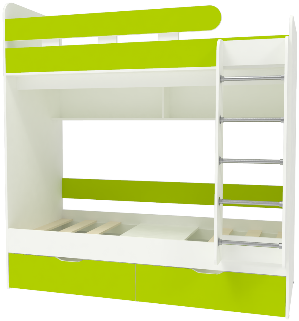 Двухъярусная кровать КарИВи Юниор 5 80x160 Белый  Лайм