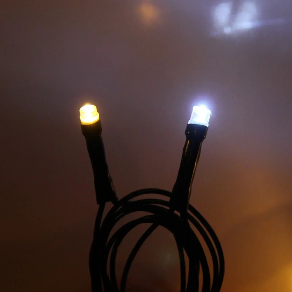 Гирлянда для улицы «Мерцание» 20м 240 ламп LED чёрный провод,1 реж.,IP-54, Теплый белый, белый мерцает (возможность соединения)