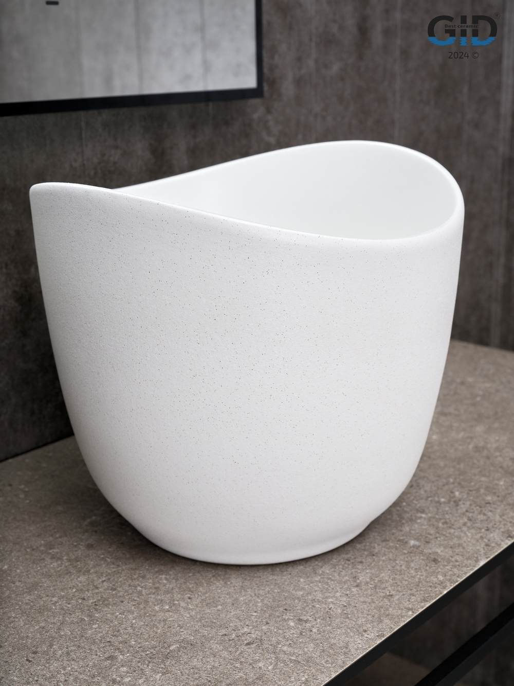 Раковина Gid N9303wg 51221 накладная белый матовый / белый графит 36x36x32