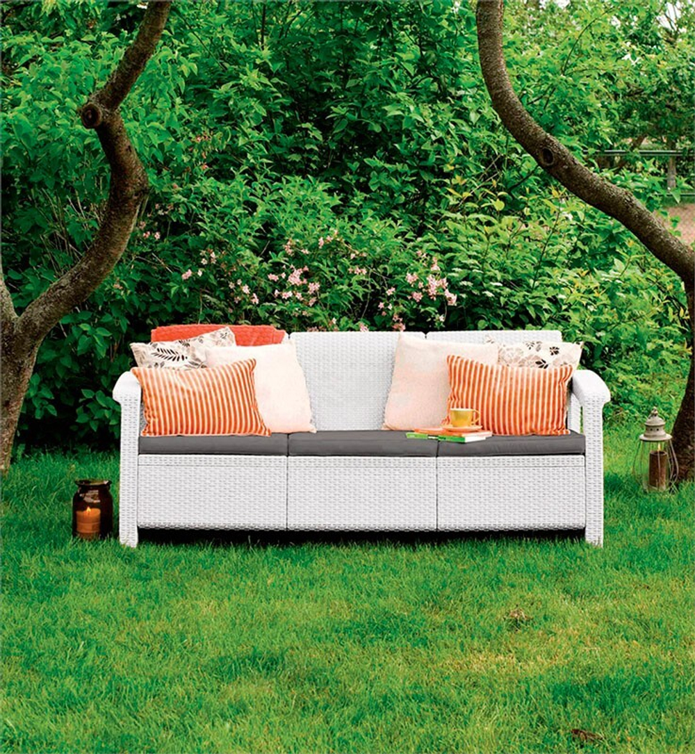 Диван пластиковый Корфу Макс (Corfu love seat max) белый (производство Россия)