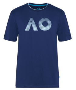 Мужская теннисная футболка Australian Open T-Shirt AO Textured Logo - navy