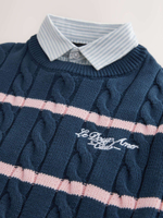 Джемпер с воротником для мальчика Next E27-903, Темно-синий