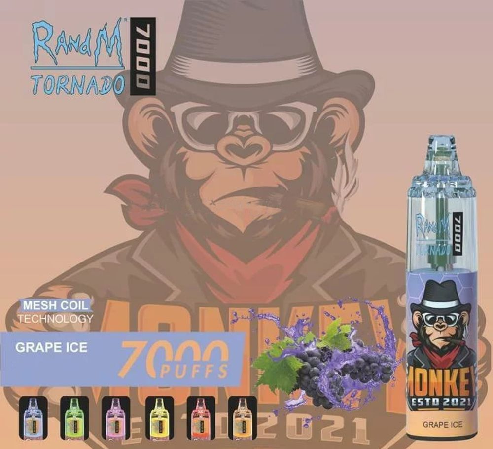 RandM Tornado 7000 - Grape Ice (5% nic)