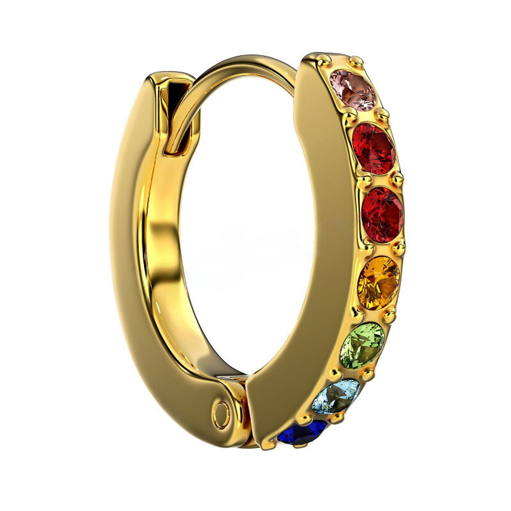 Детские серьги медицинские позолоченные Multicolor Crystal Hoop