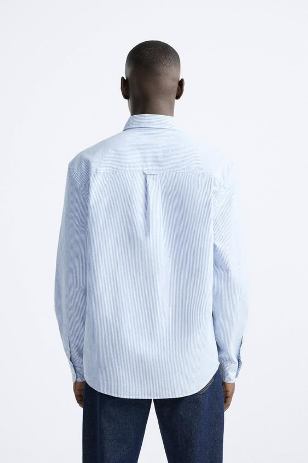 ZARА РУБАШКА ОКСФОРД, БЕЛЫЙ/НЕБЕСНО-ГОЛУБОЙ